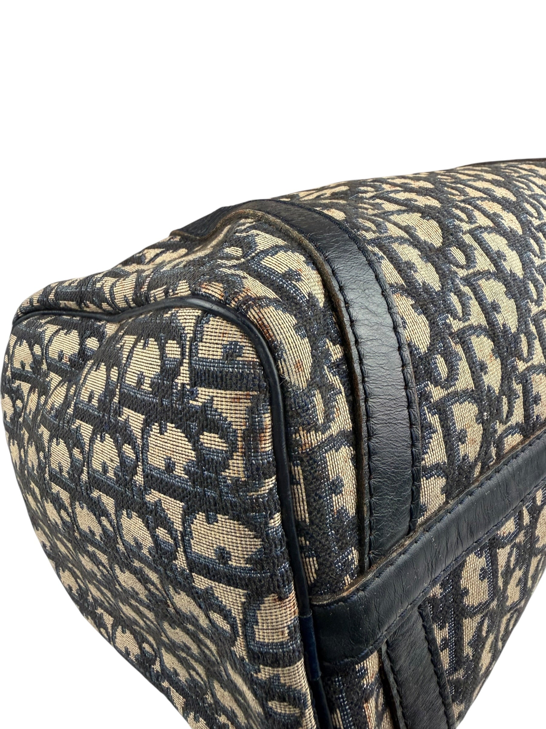 Christian Dior Vintage Canvas Monogram Trotter Oblique Boston Hand Bag