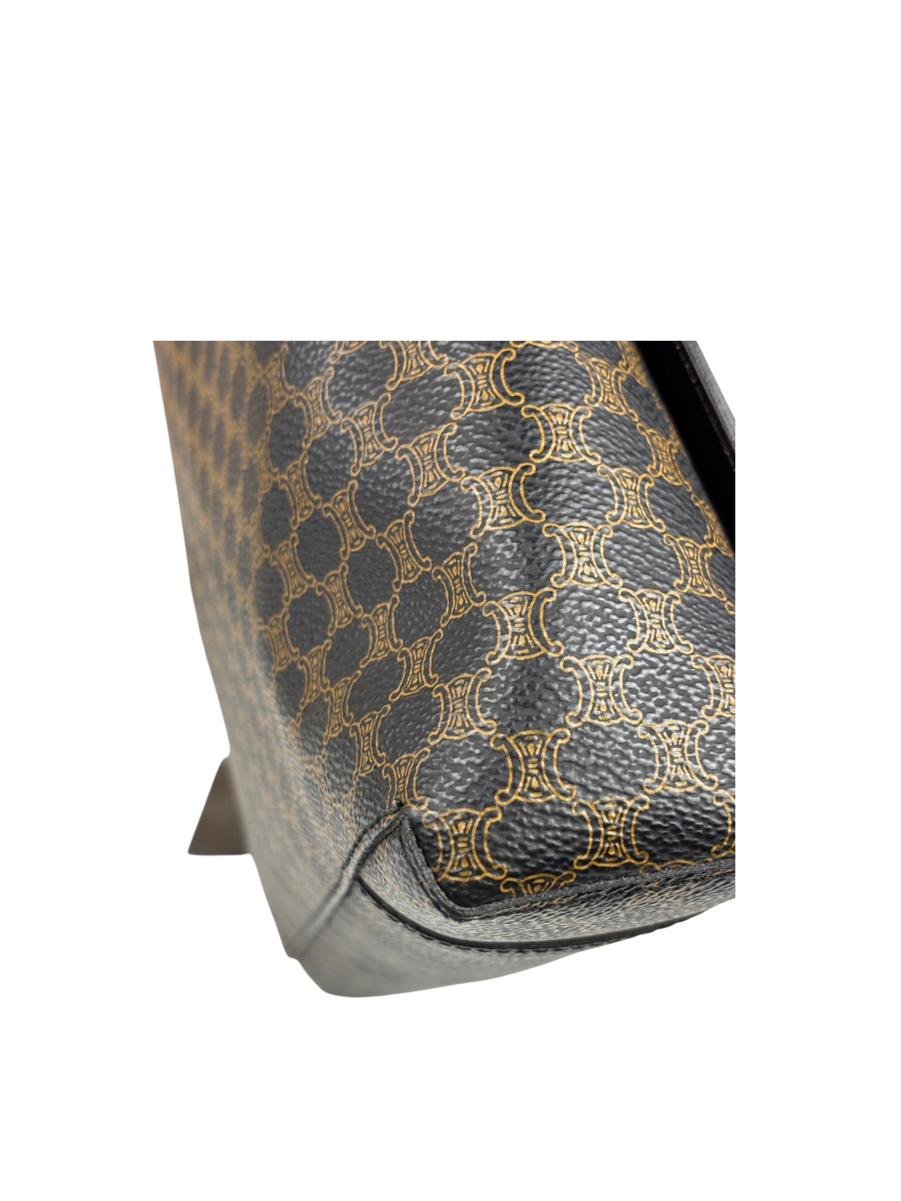 Celine Bicolor Leather Macadam Canvas Tote Bag