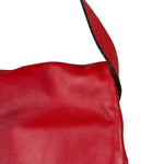 Burberry Red Leather Haymarket Check Shoulder Bag