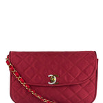 Chanel Vintage Two Tone Red Satin Flap 1989