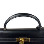 Hermes Black Box Leather Kelly 32 Handbag 1979