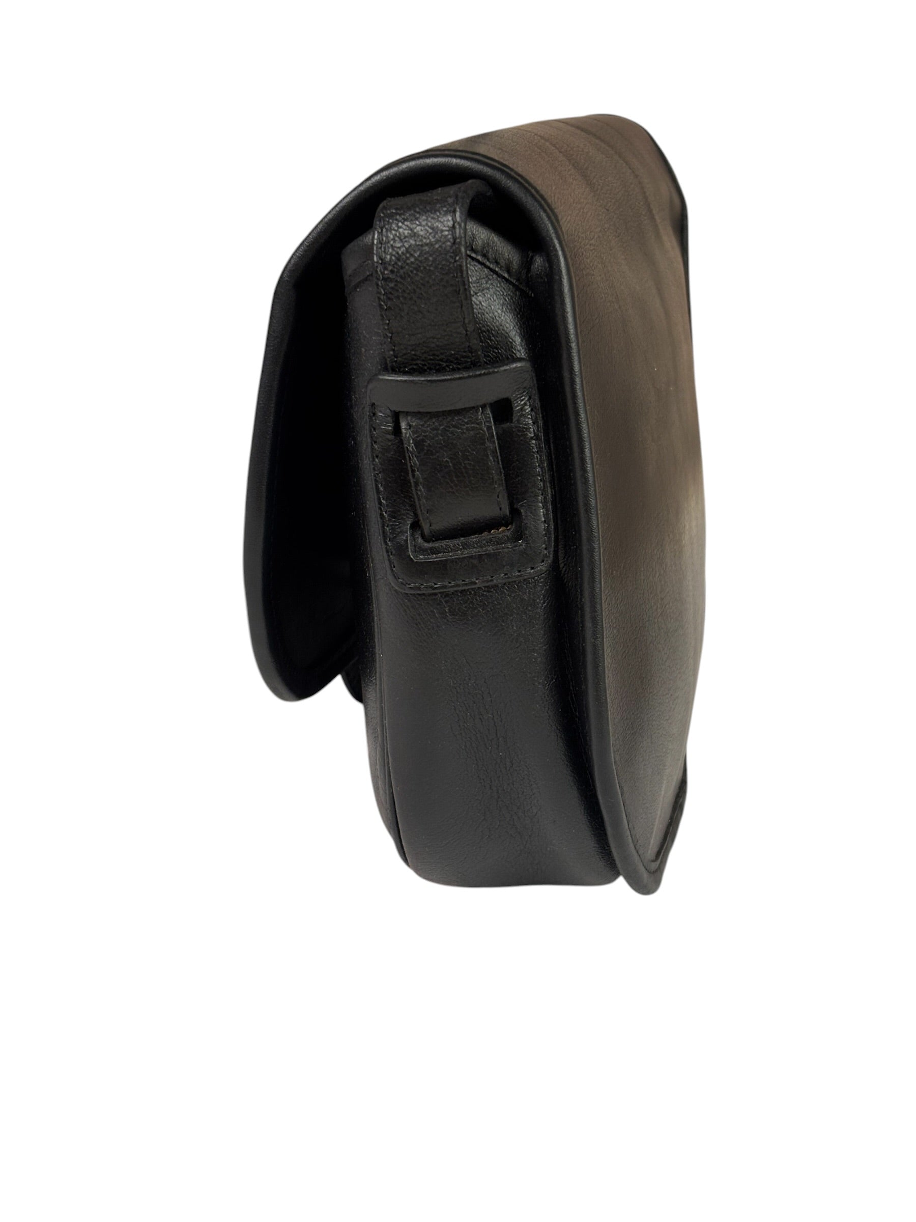 Christian Dior Vintage Black Leather Rounded Flap Bag