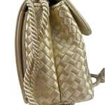 Bottega Veneta Vintage Cream Satin Intrecciato Mini Shoulder Bag