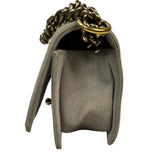 Chanel Grey Suede Beaded Pearl/Bead Boy Flap 2014