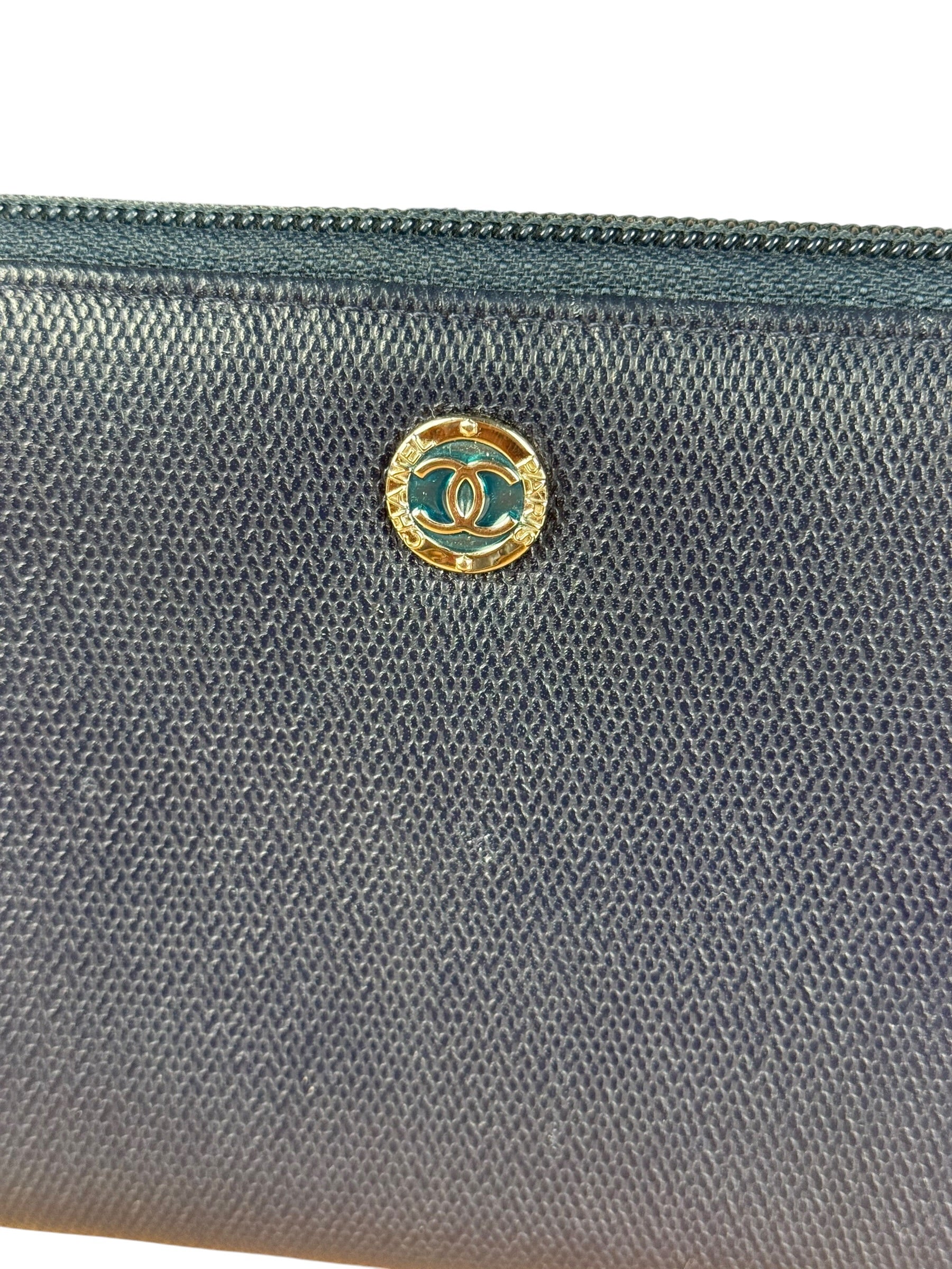 Chanel Navy Blue Long Zip Wallet
