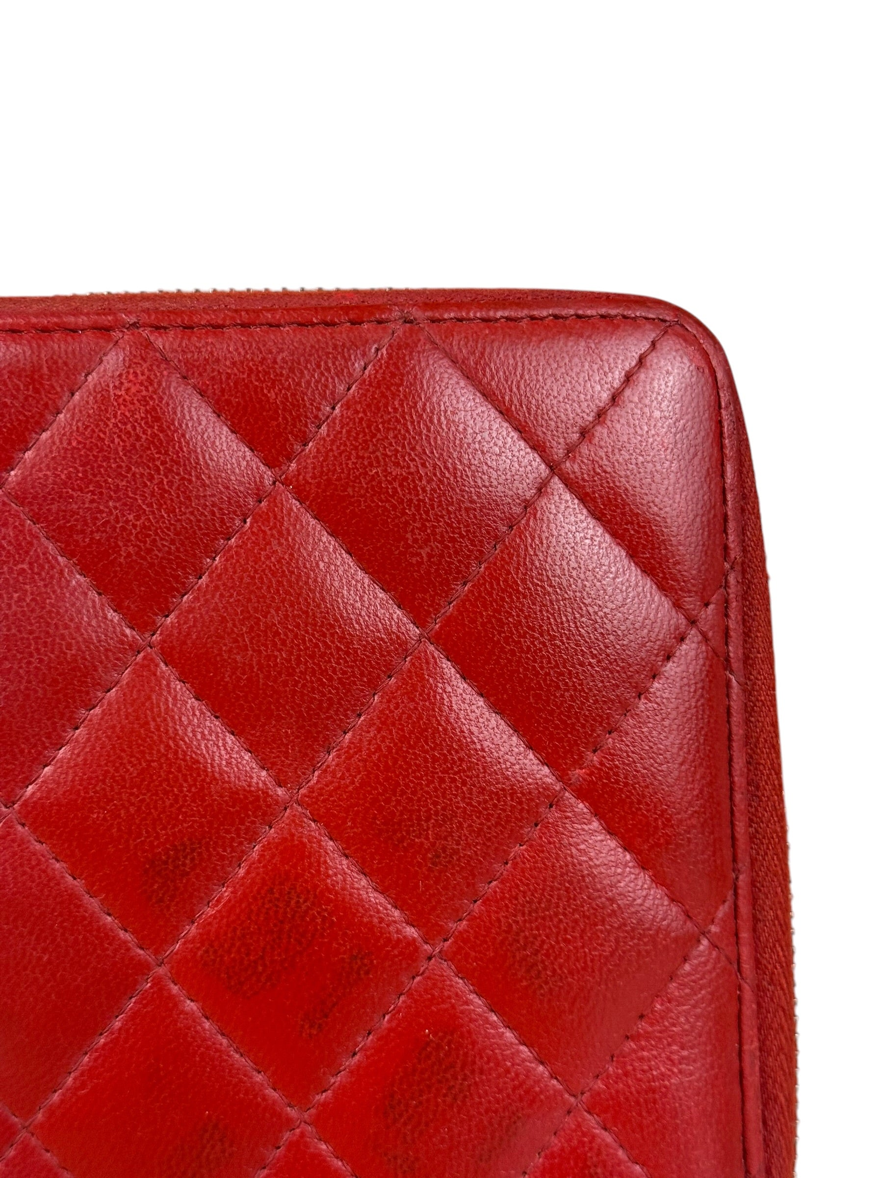 Chanel Red Quilted Leather Long Organizer Wallet 2010