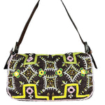 Fendi Canvas Baguette Dark Brown Beaded