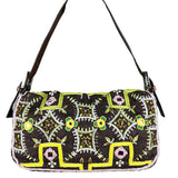 Fendi Canvas Baguette Dark Brown Beaded