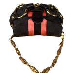 Gucci GG Black/Pink Canvas Horsebit Chain Shoulder Bag