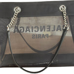 Balenciaga Black Leather Trim Mesh Duty Free Tote Bag