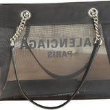 Balenciaga Black Leather Trim Mesh Duty Free Tote Bag