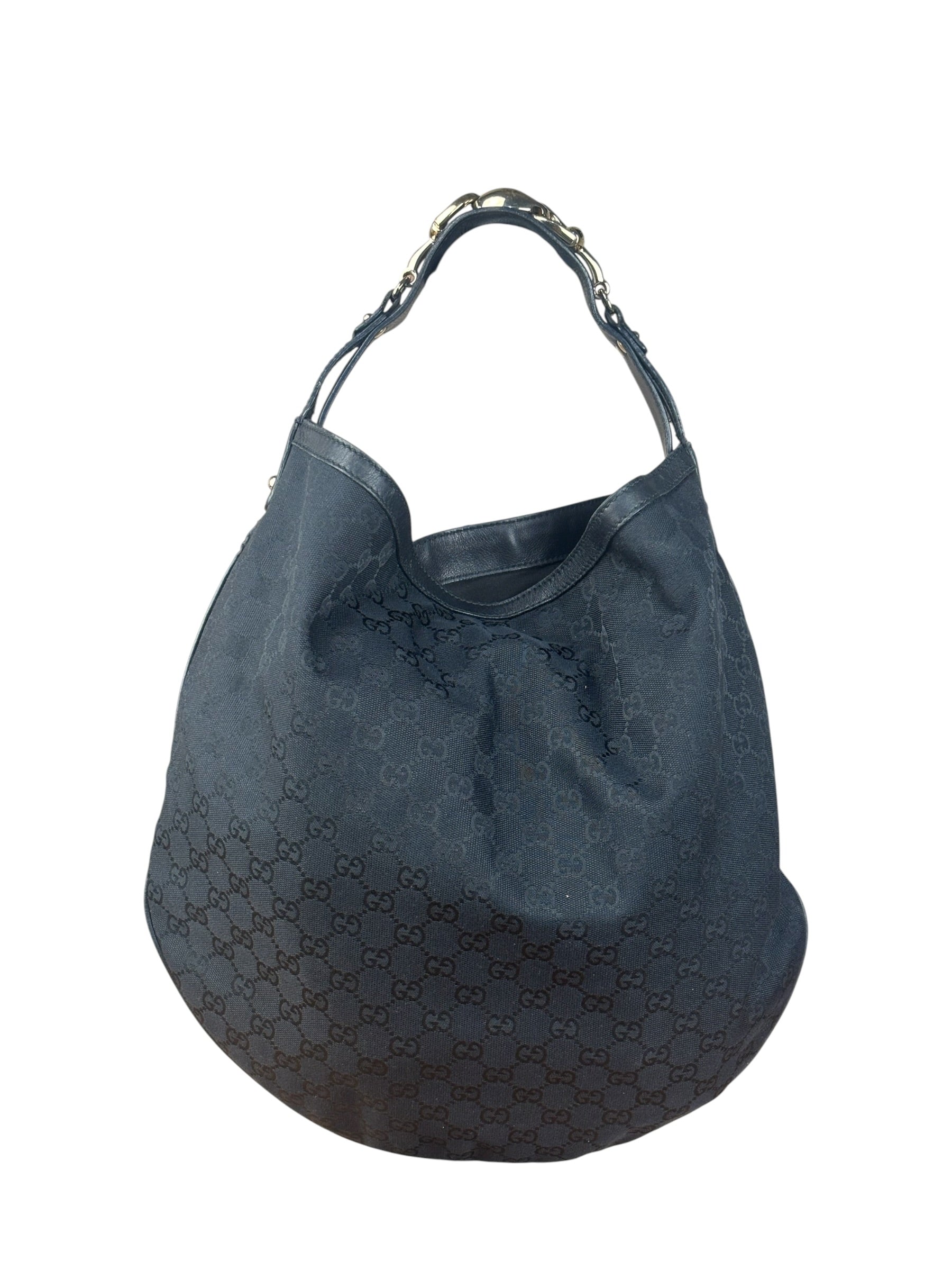 Gucci GG Black Hobo Horsebit Shoulder Bag