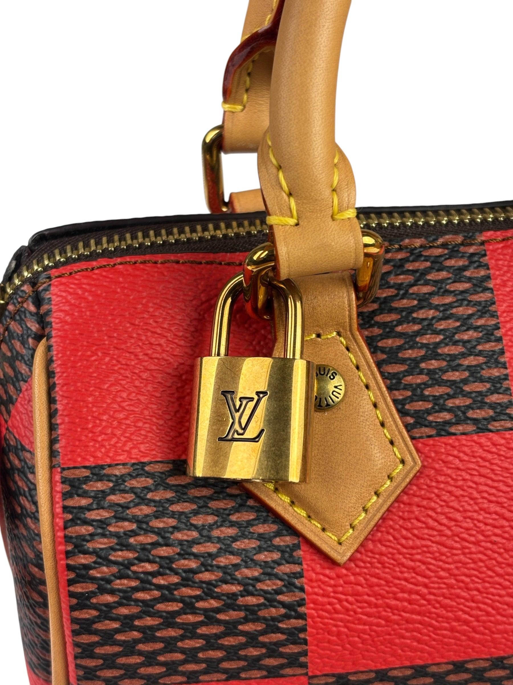 Louis Vuitton Red Pop Damier Nano Speedy Bandouliere Two-Way Bag