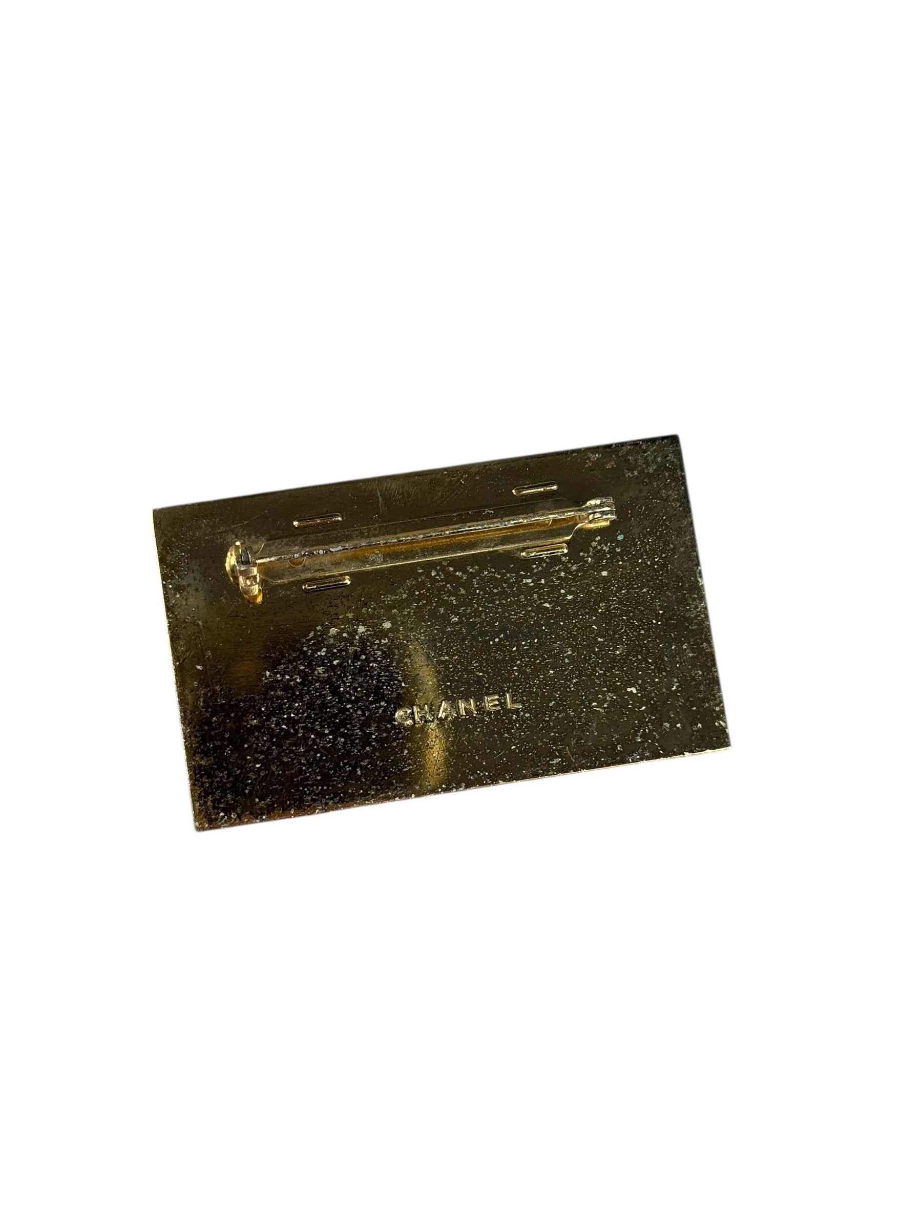 Chanel Vintage gold Plated Logo Brooch