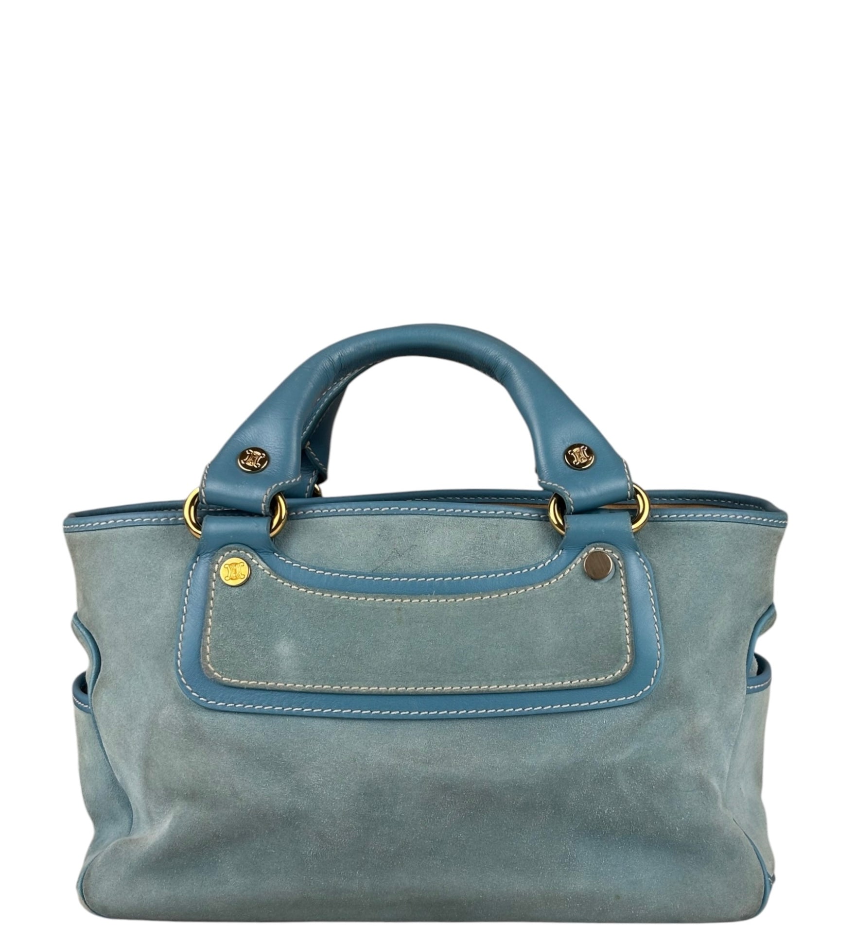 Celine Baby Blue Suede Leather Trip Boogie Handbag