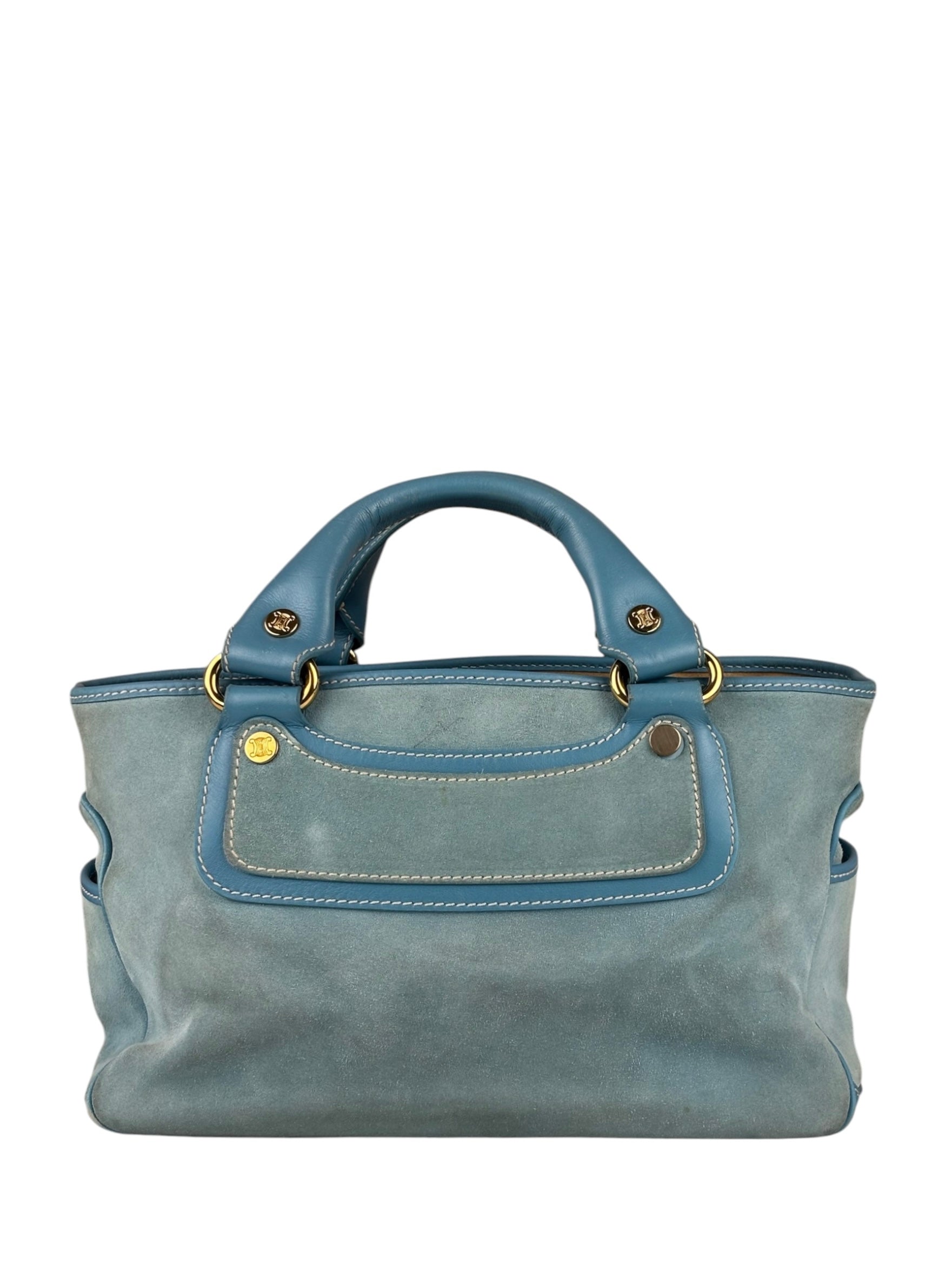 Celine Baby Blue Suede Leather Trip Boogie Handbag