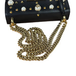 Gucci Small Pearl Studded Leather Padlock Crossbody Black