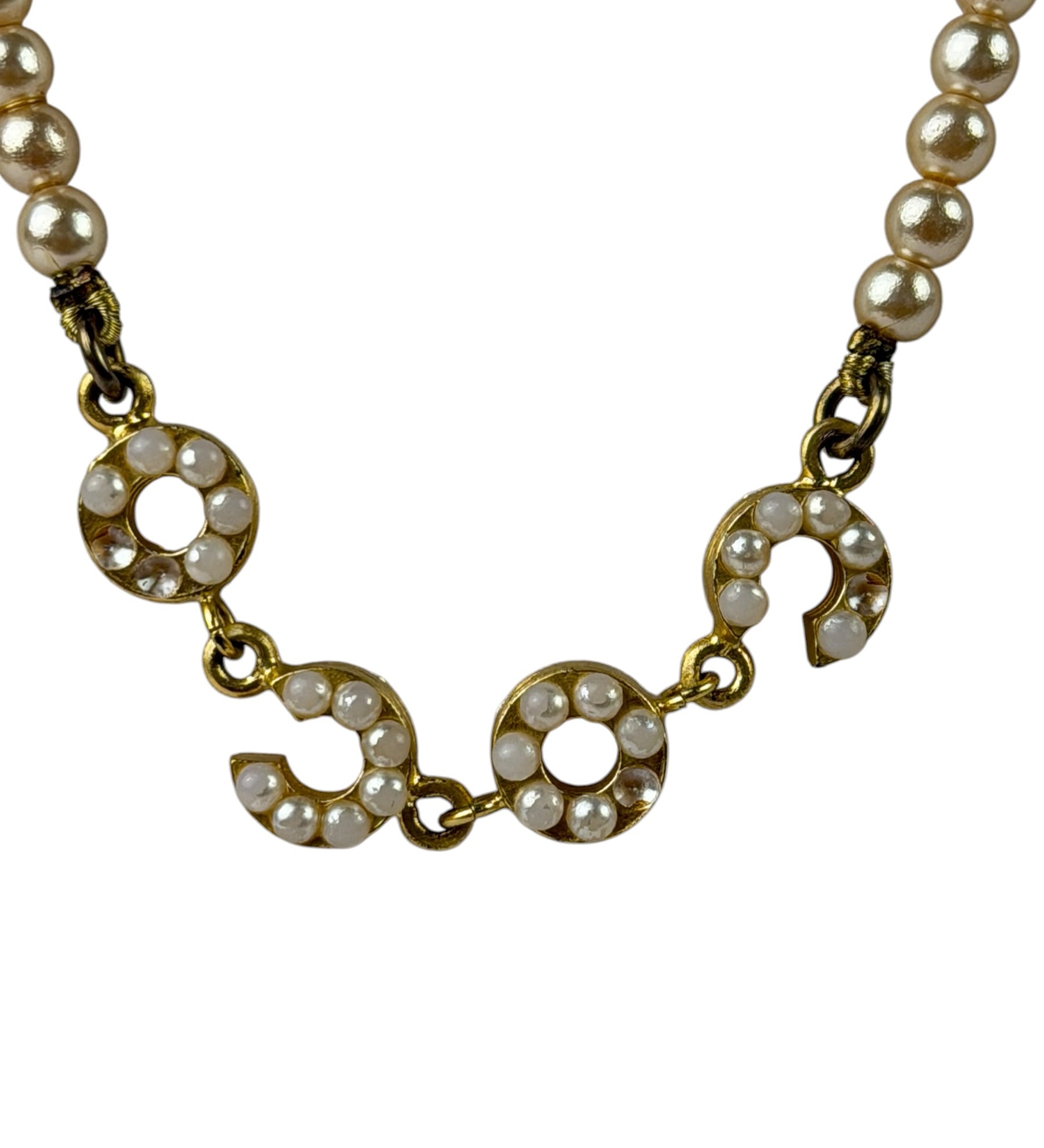 Chanel Vintage Coco Pearl/CC Pendant Necklace