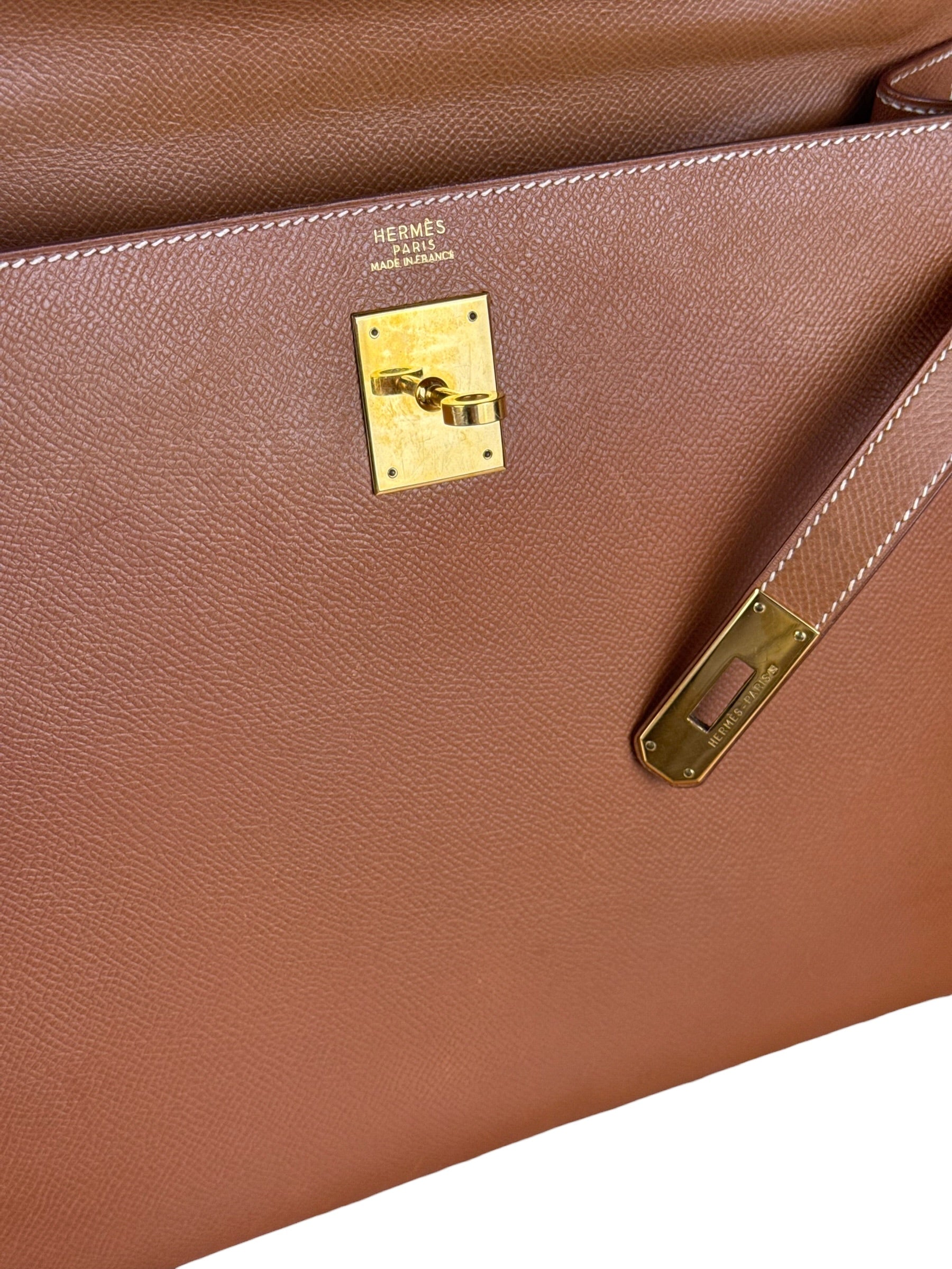Hermes Kelly 32 Sellier Epsom Gold Handbag 1995