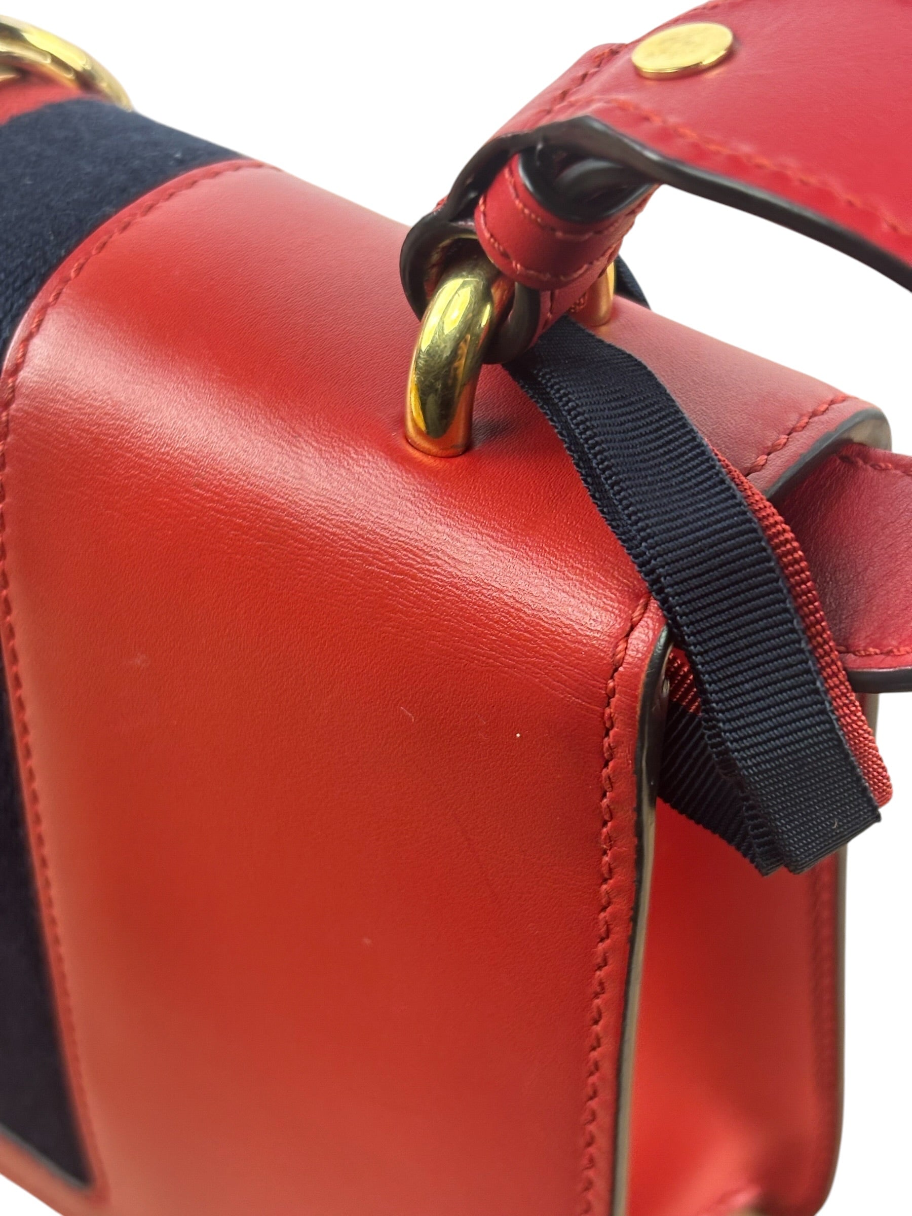 Gucci Red Leather Sylvie Shoulder Bag
