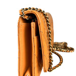 Chanel Orange Patent Leather Flap Wallet on Chain Bag