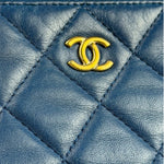 Chanel Blue Quilted Leather O-Case Zipped Pouch 2017