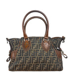 Fendi Vintage Leather Trim Zucca Etnico/Du Jour Tote Bga