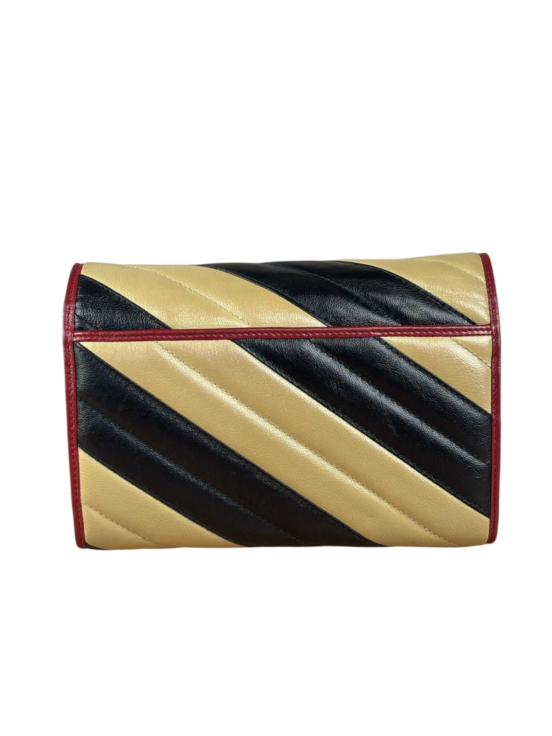 Gucci Stripped Multicolor Marmont Wallet on Chain