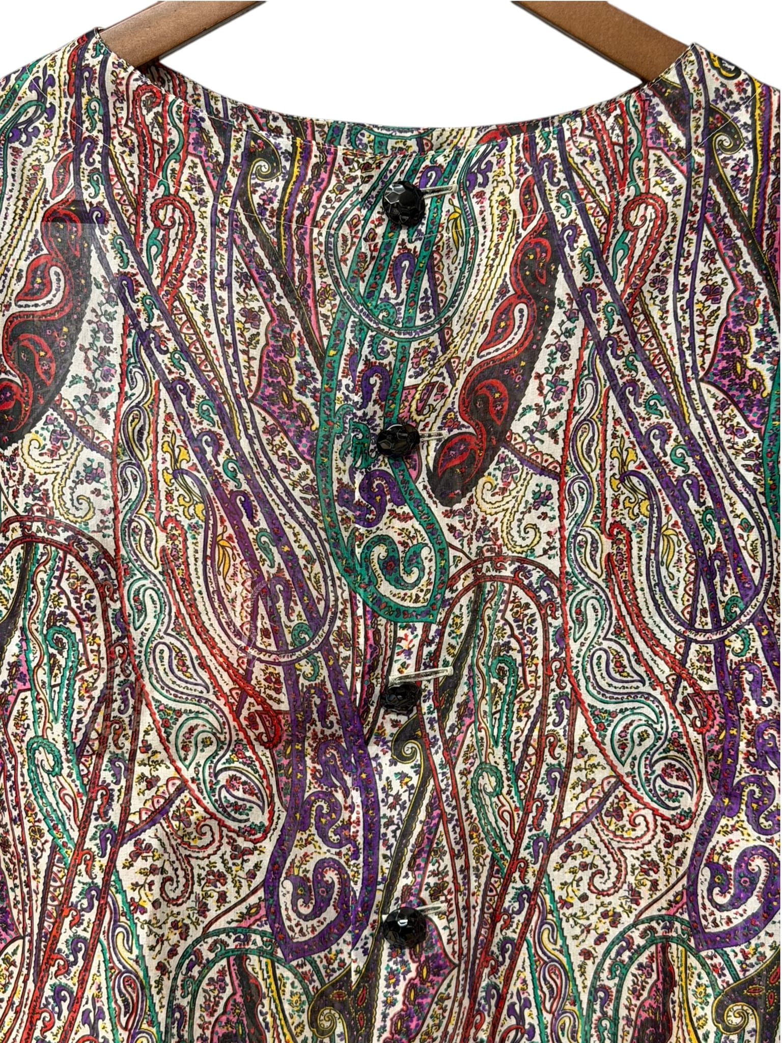 1980s Yves Saint Laurent Silk Multicolor Paisley Blouse
