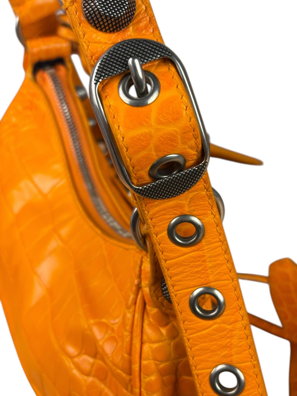 Balenciaga Orange Leather Moto City Bag