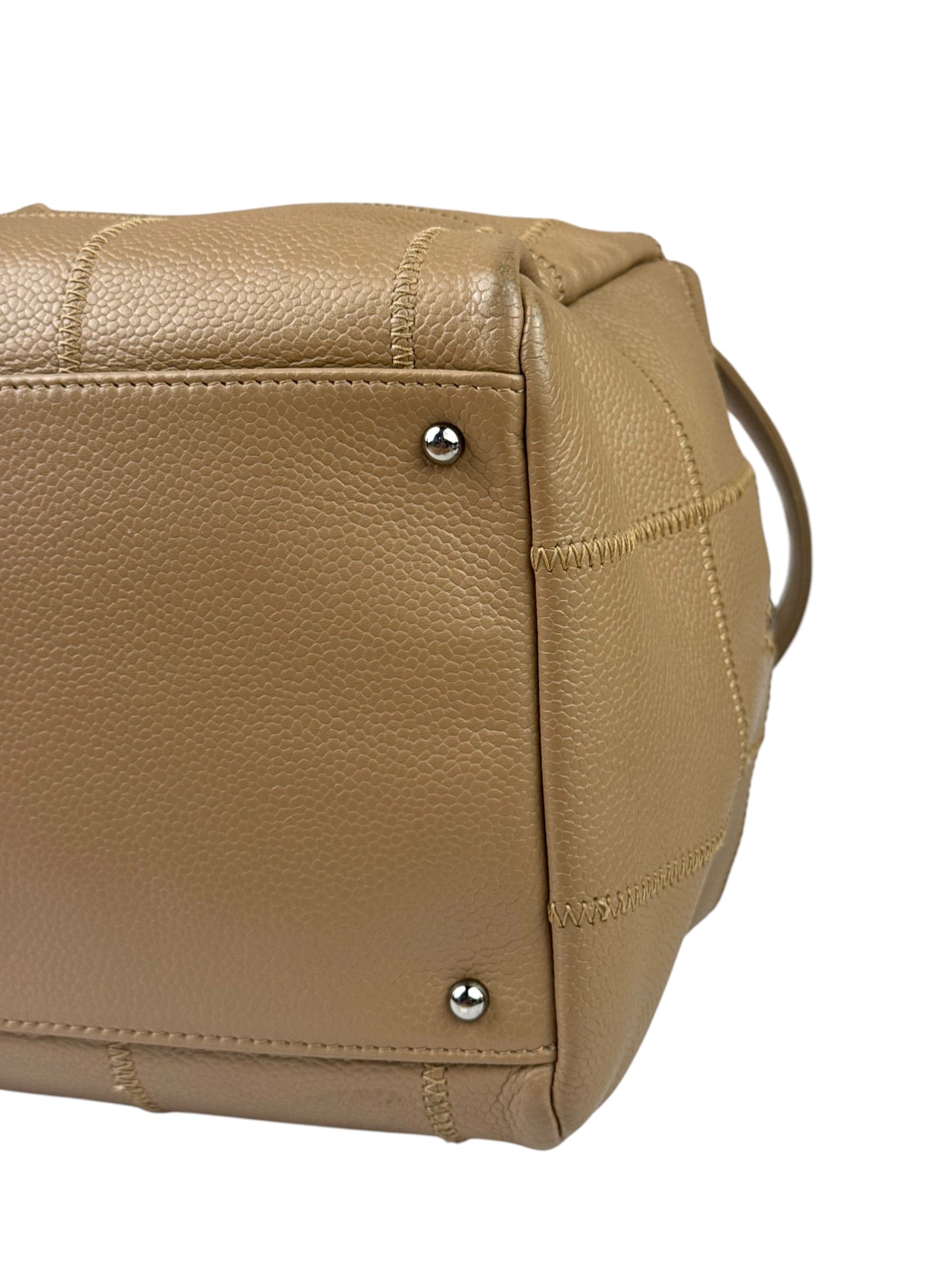 Chanel Beige Leather Chocolate Bar Bowler Bag 2004