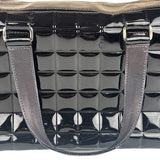 Chanel Black Leather Patent Chocolate Bar Bowler Hand Bag