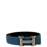 Hermes Blue/Black Leather Reversible H Belt
