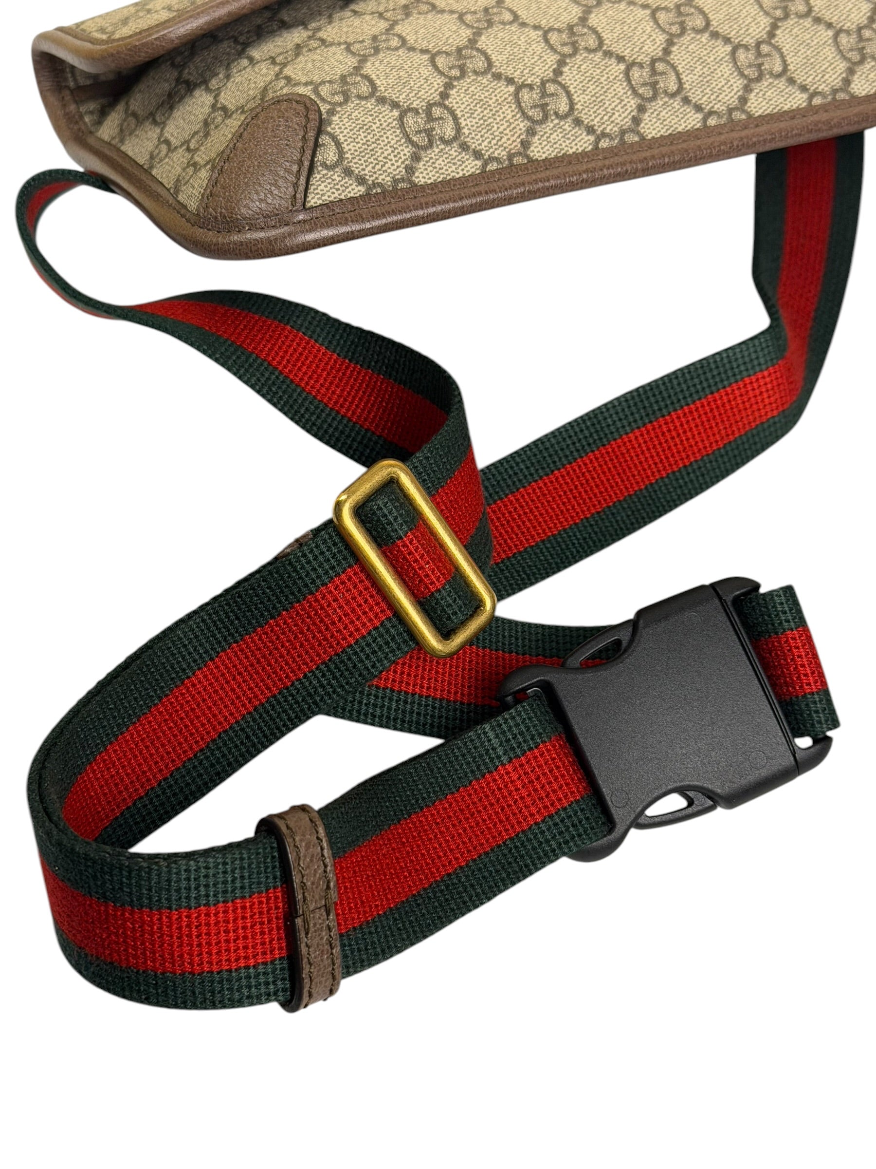 Gucci Vintage Brown Leather Trim Neo Supreme Belt Bag