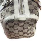 Gucci Bicolor Leather Trim Canvas GG Monogram Shoulder Bag