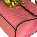 Gucci GG Pink Embossed Leather Small Padlock Chain Bag