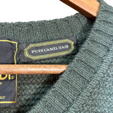 Fendi Green Vintage V-Neck Camel Hair Sweater
