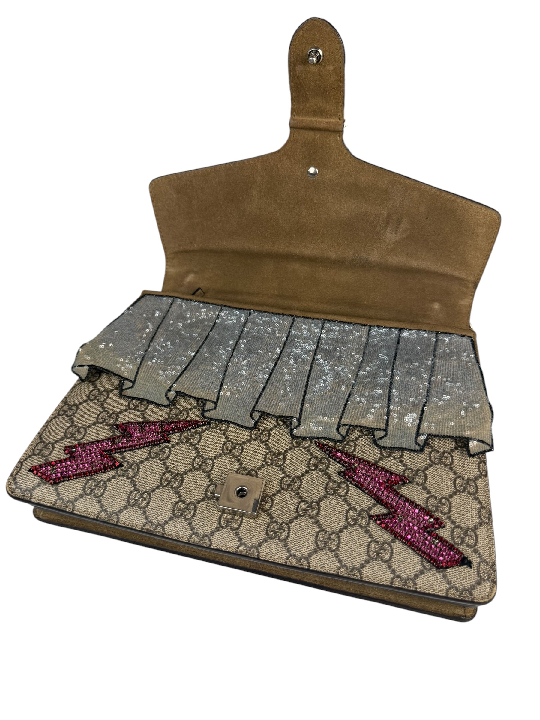 Gucci Beige GG Supreme Medium Dionysus Flap Bag