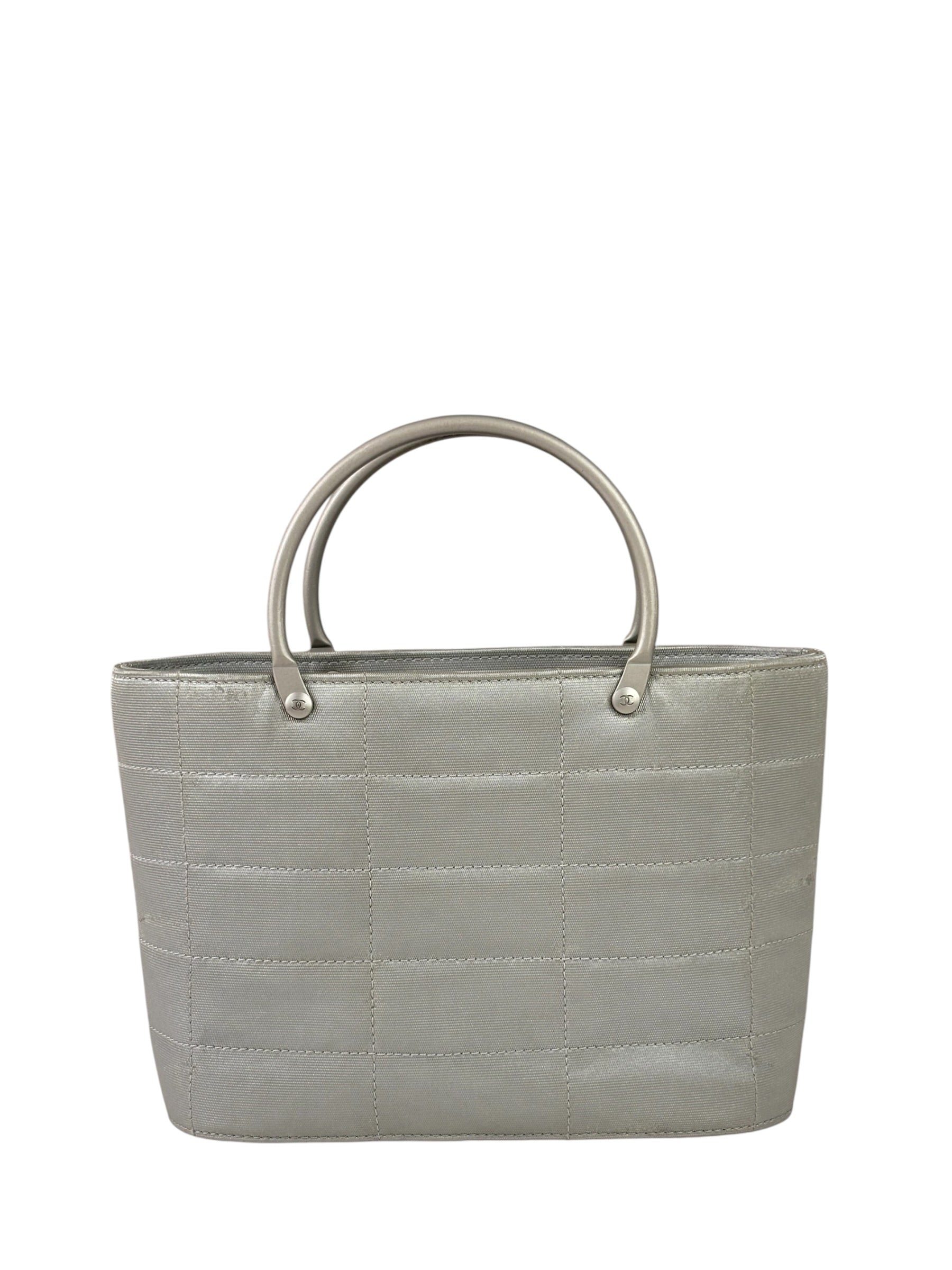 Chanel Silver Nylon Quilted Vintage Mini Chocolate Bar Tote 1997