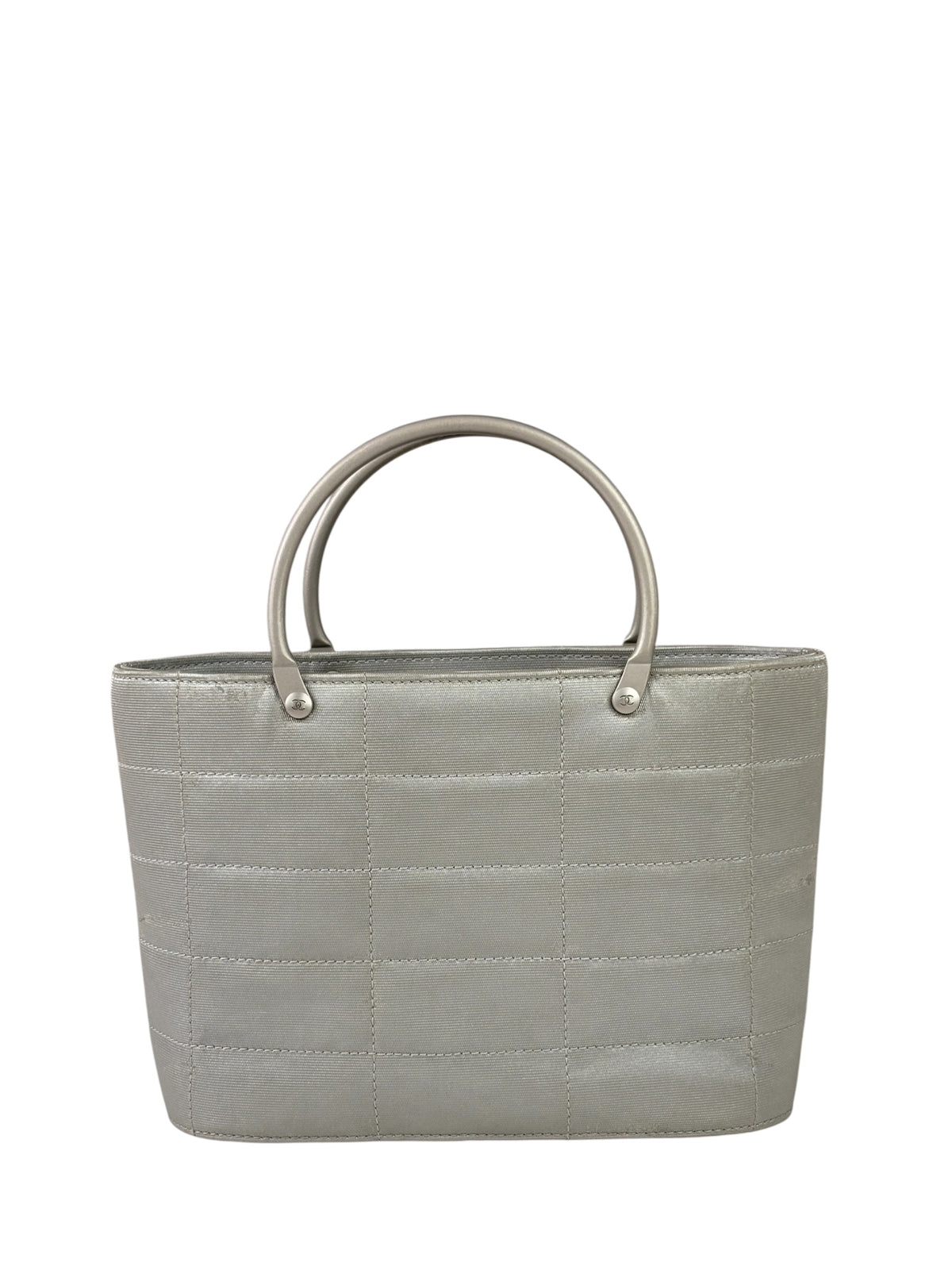Chanel Silver Nylon Quilted Vintage Mini Chocolate Bar Tote 1997