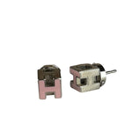 Hermes Silver Pink H Studded Earrings