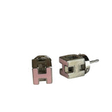 Hermes Silver Pink H Studded Earrings