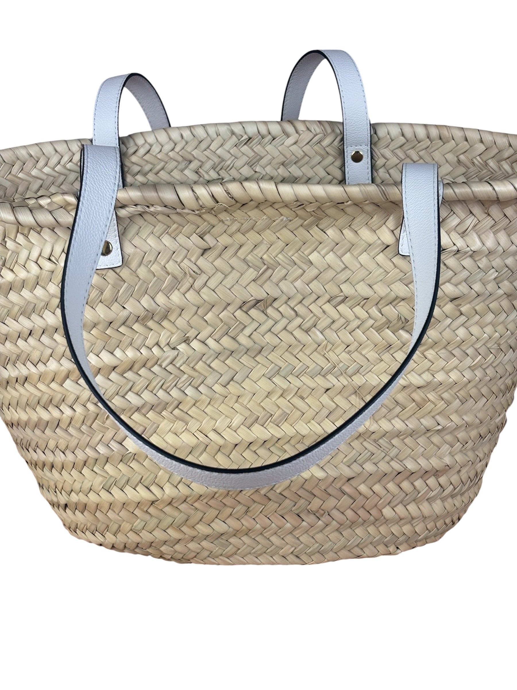Versace Large White Raffia/Leather Shoulder Tote