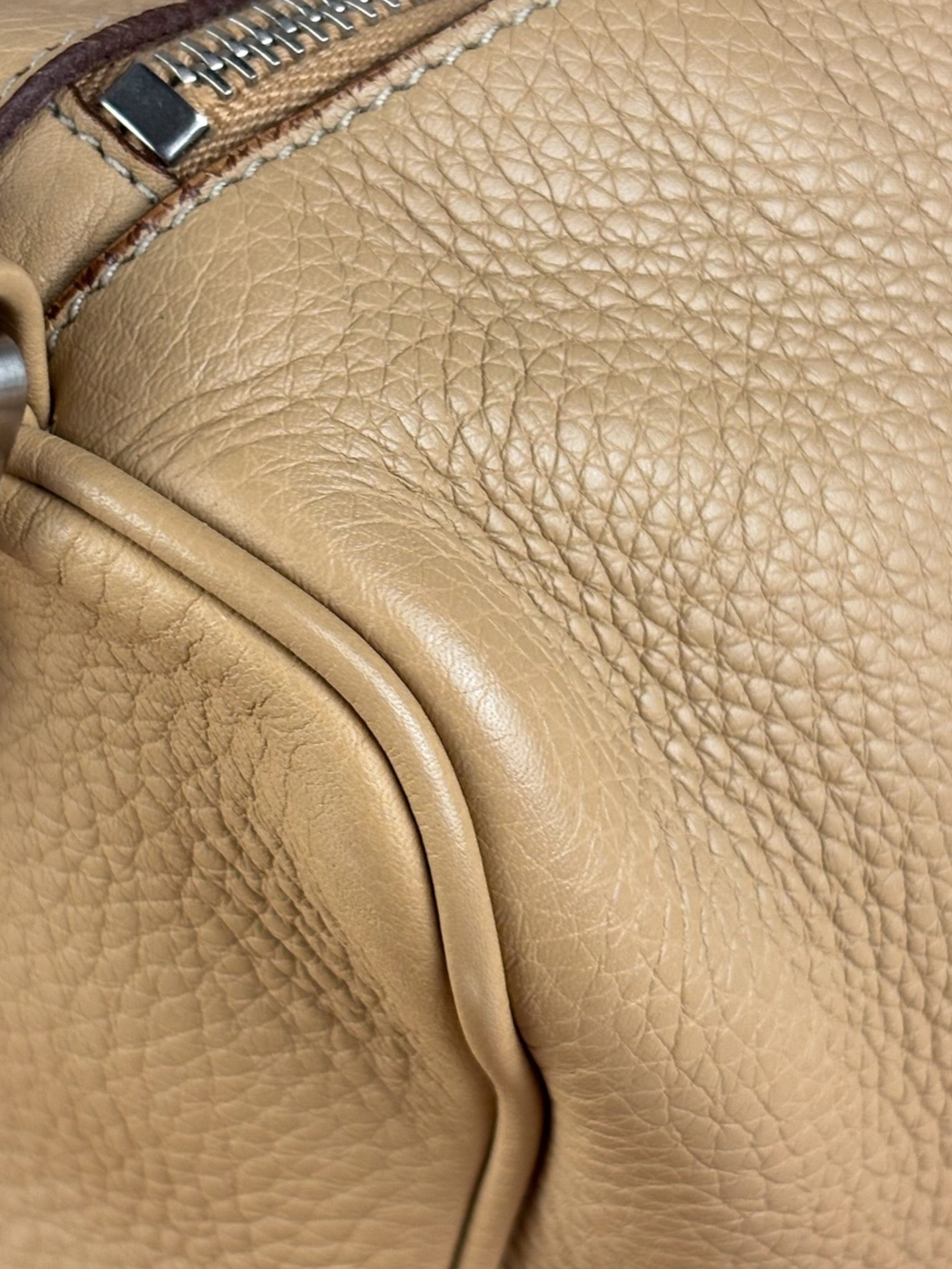 Prada Beige Leather Vitello Daino Buckle Shoulder Bag