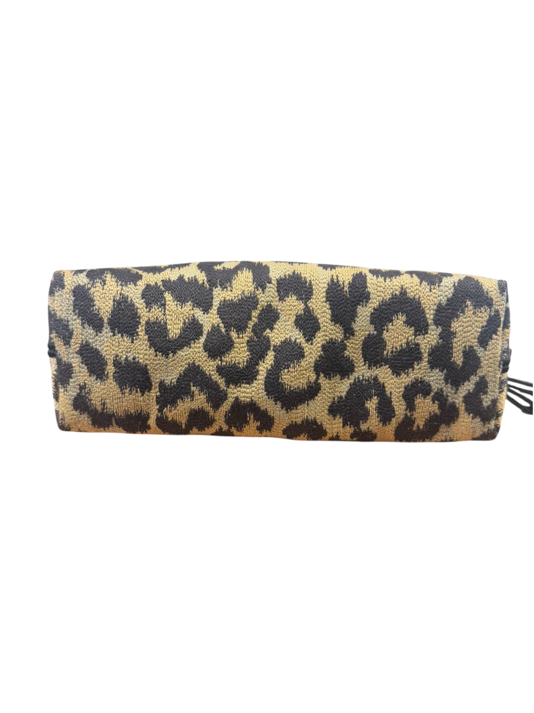 Christian Dior Beige Woven Leopard Print Cosmetic Pouch