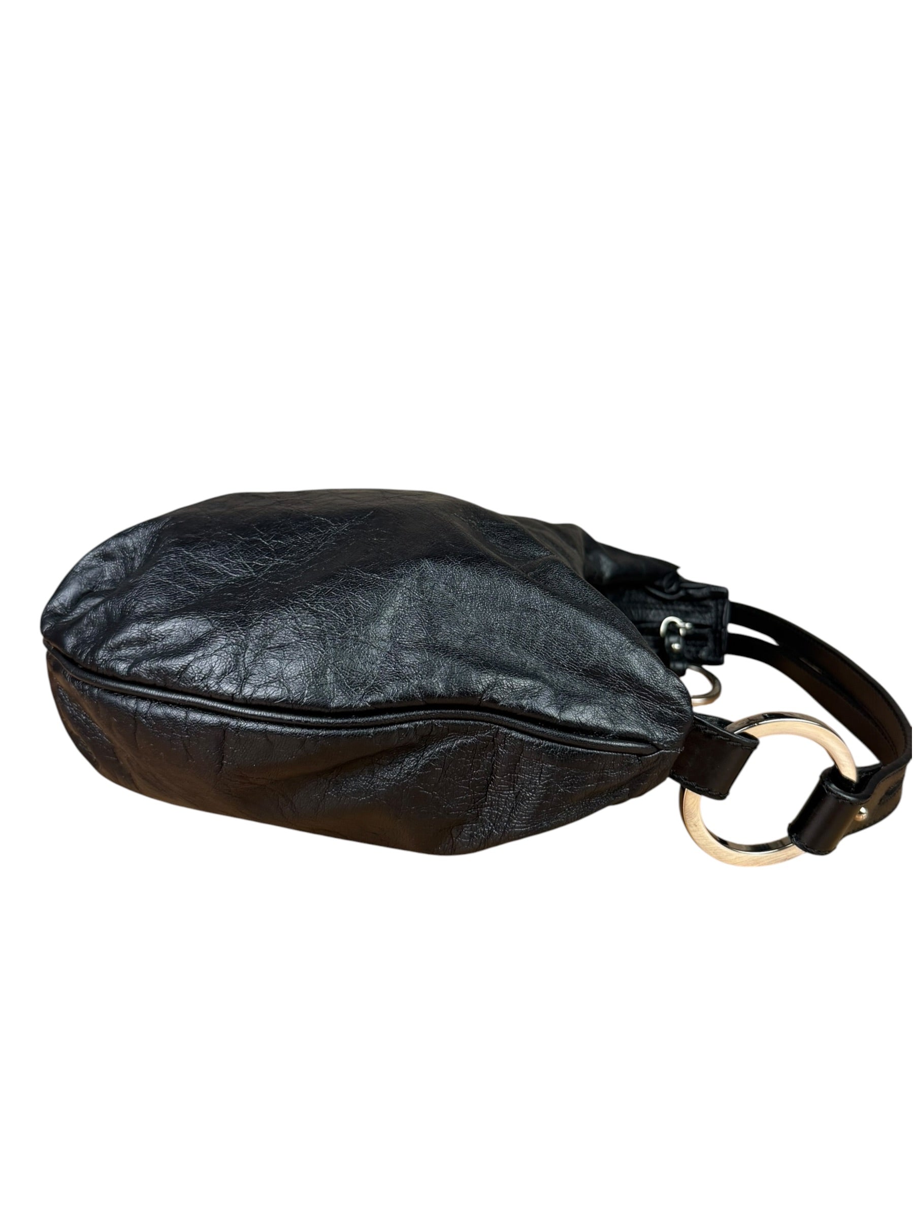 Fendi Vintage Black Leather Oyster Hobo Bag