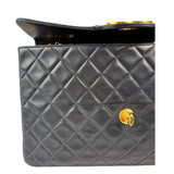Chanel Black Quilted Leather Jumbo Flap Bag 1995