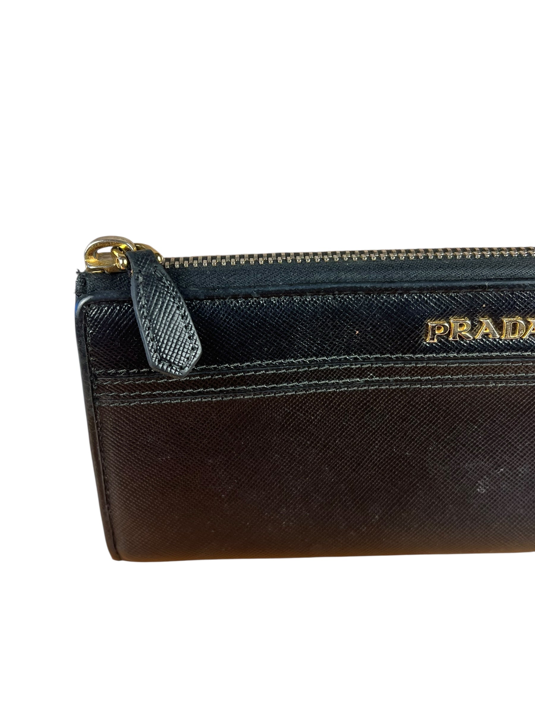 Prada Black Saffiano Leather Long Wallet