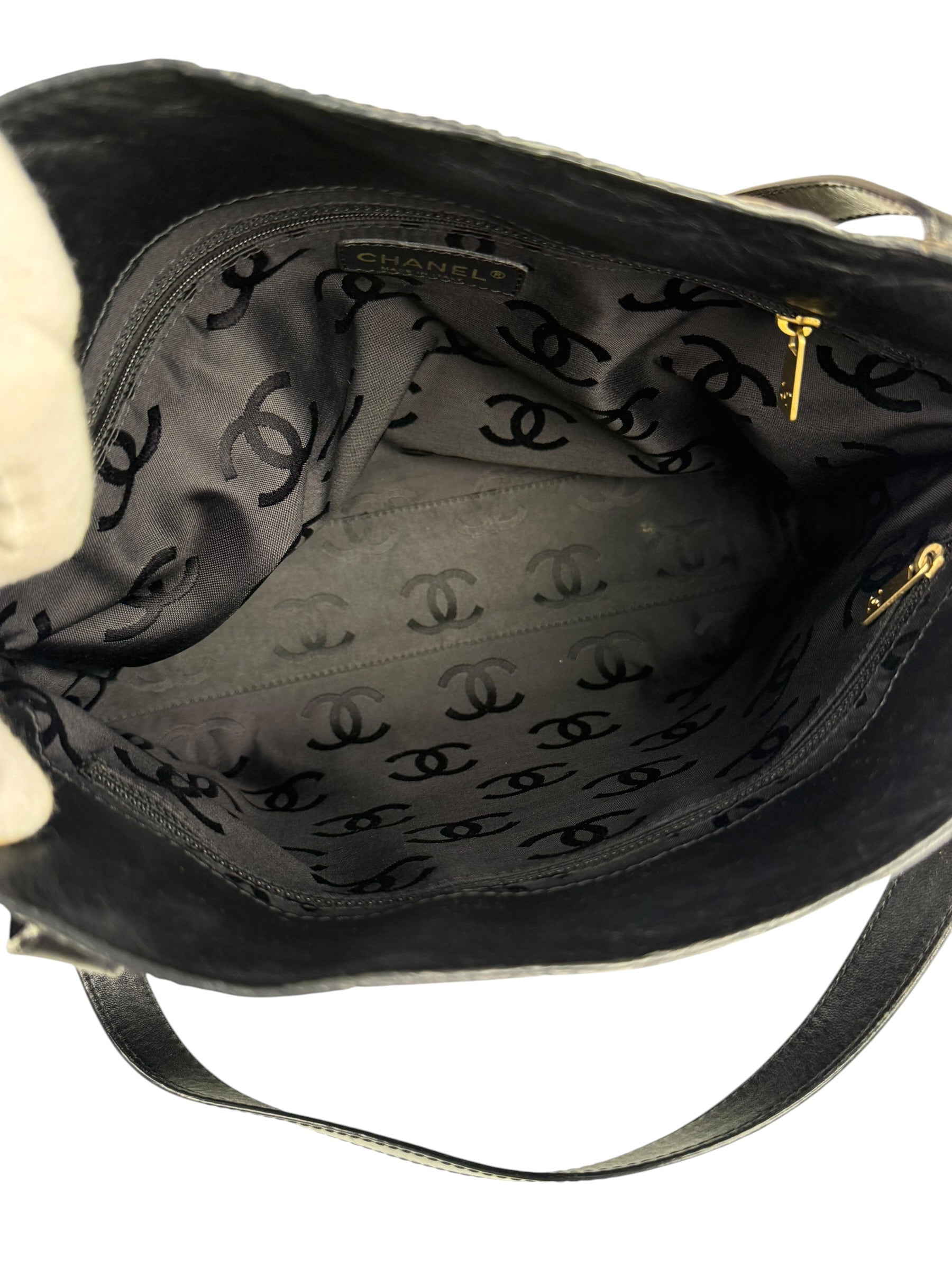 Chanel Black Patent Floral Cutout Tote (Patent Damaged) 2003