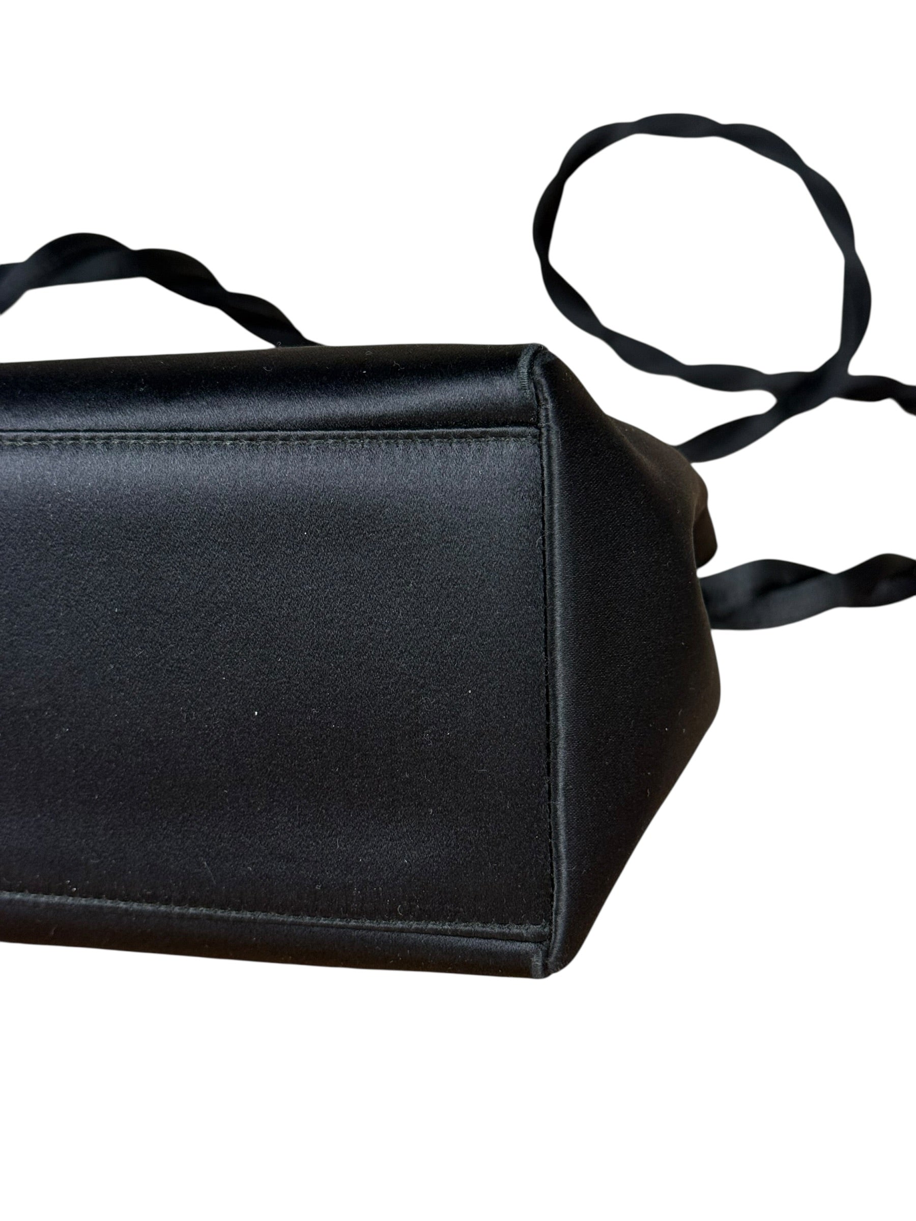 Chanel Vintage Black Mini Satin Flap Braided Shoulder Bag